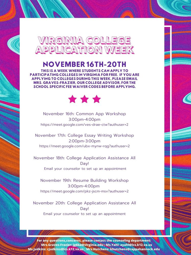 LHS to Recognize Virginia College Application Week Lancaster County