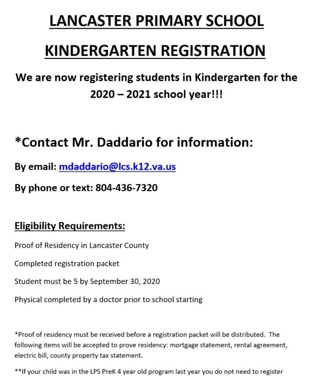 Kindergarten Registration