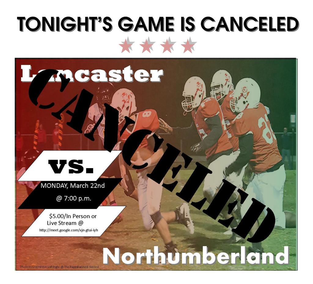 flier that the football game has been cancelled